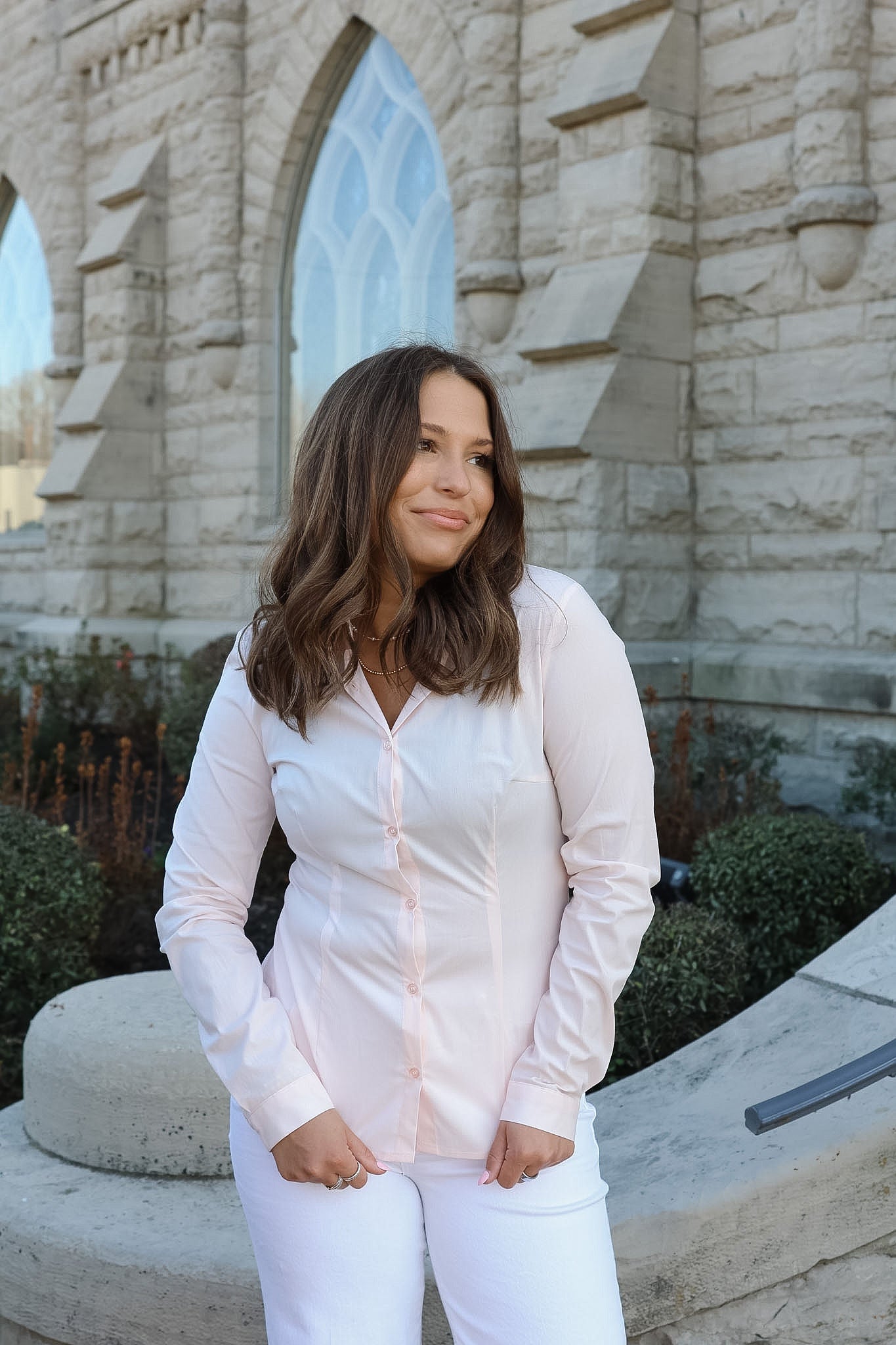 Ihdima Button Front Top - Rosewater