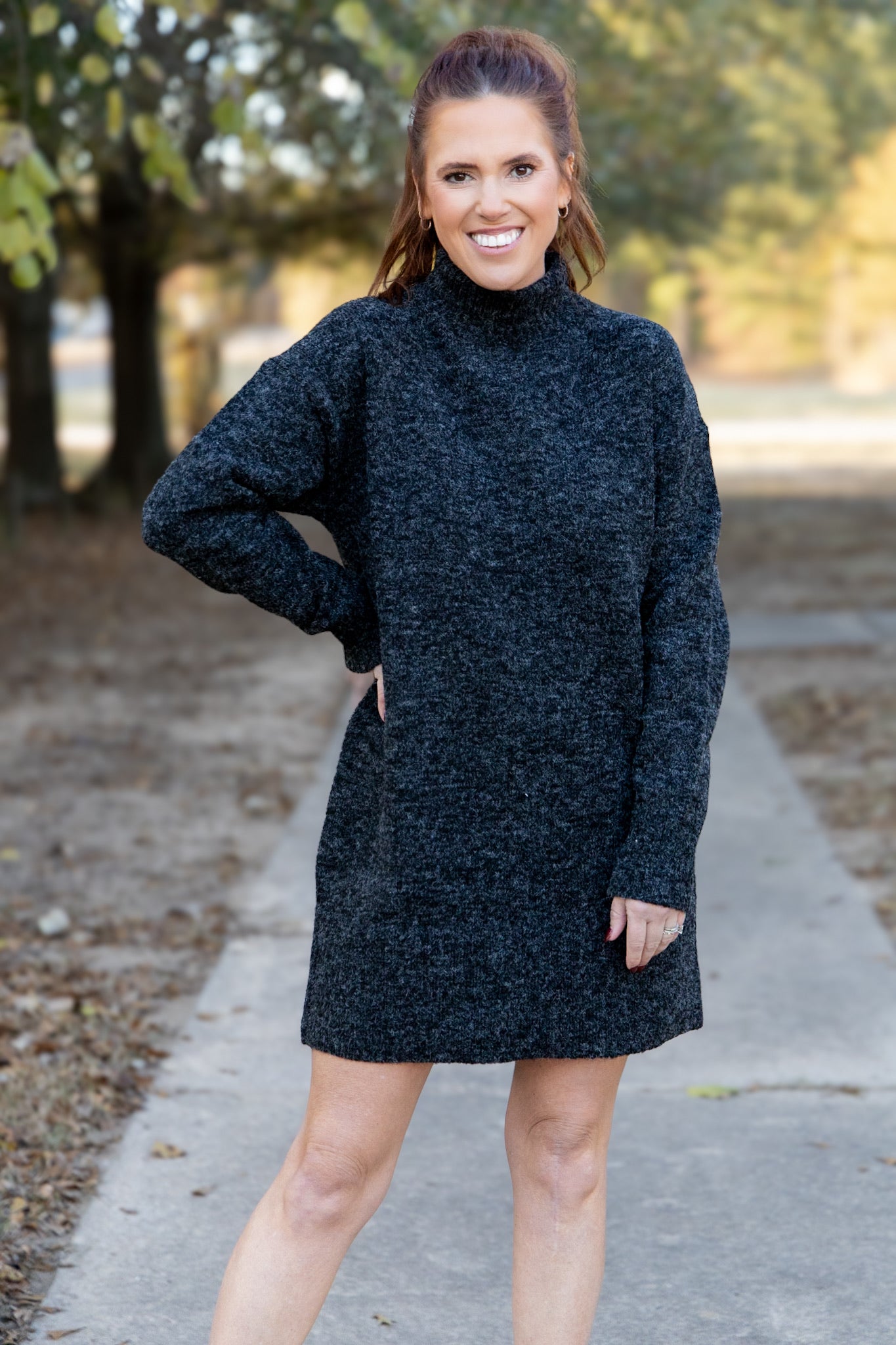 Eva Sweater Dress - Black/Charcoal Grey