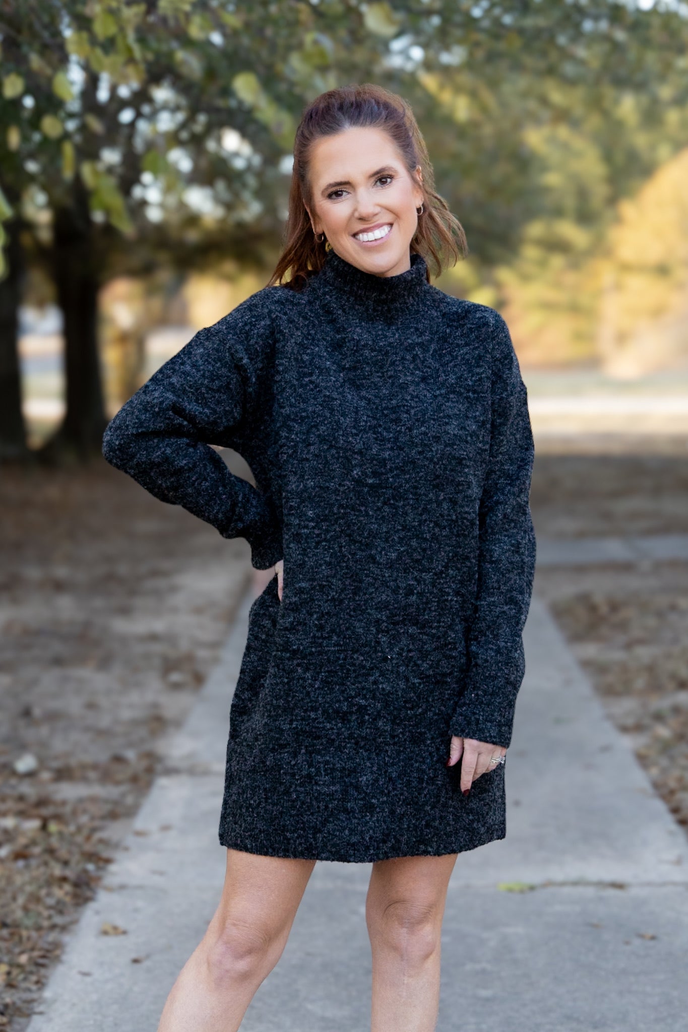 Eva Sweater Dress - Black/Charcoal Grey