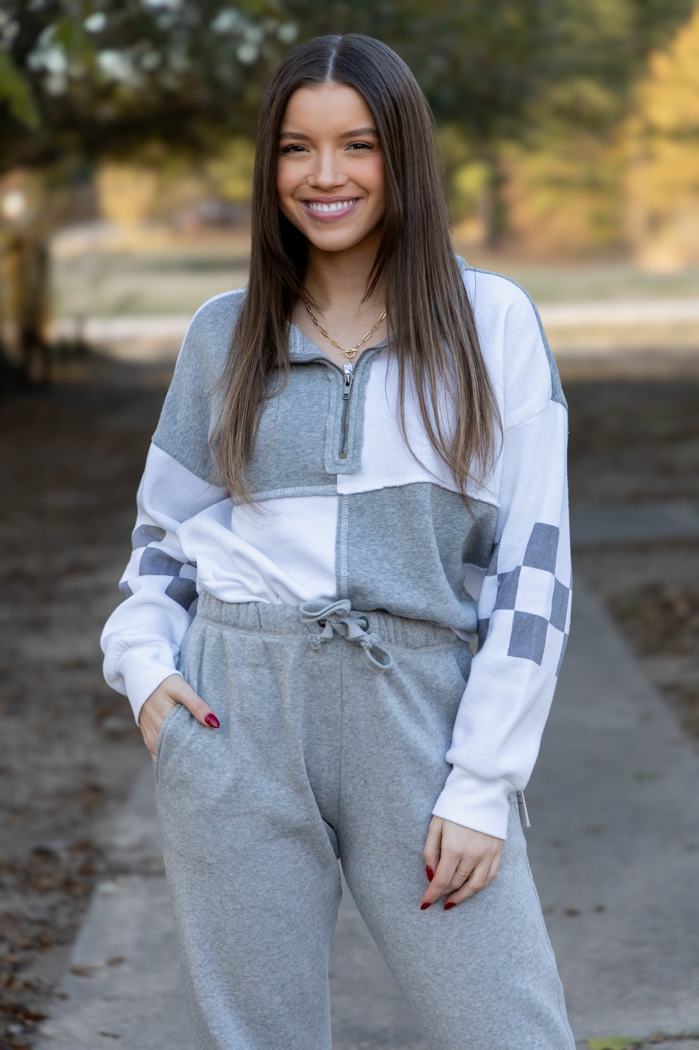 Danica Checkered Burnout Pullover