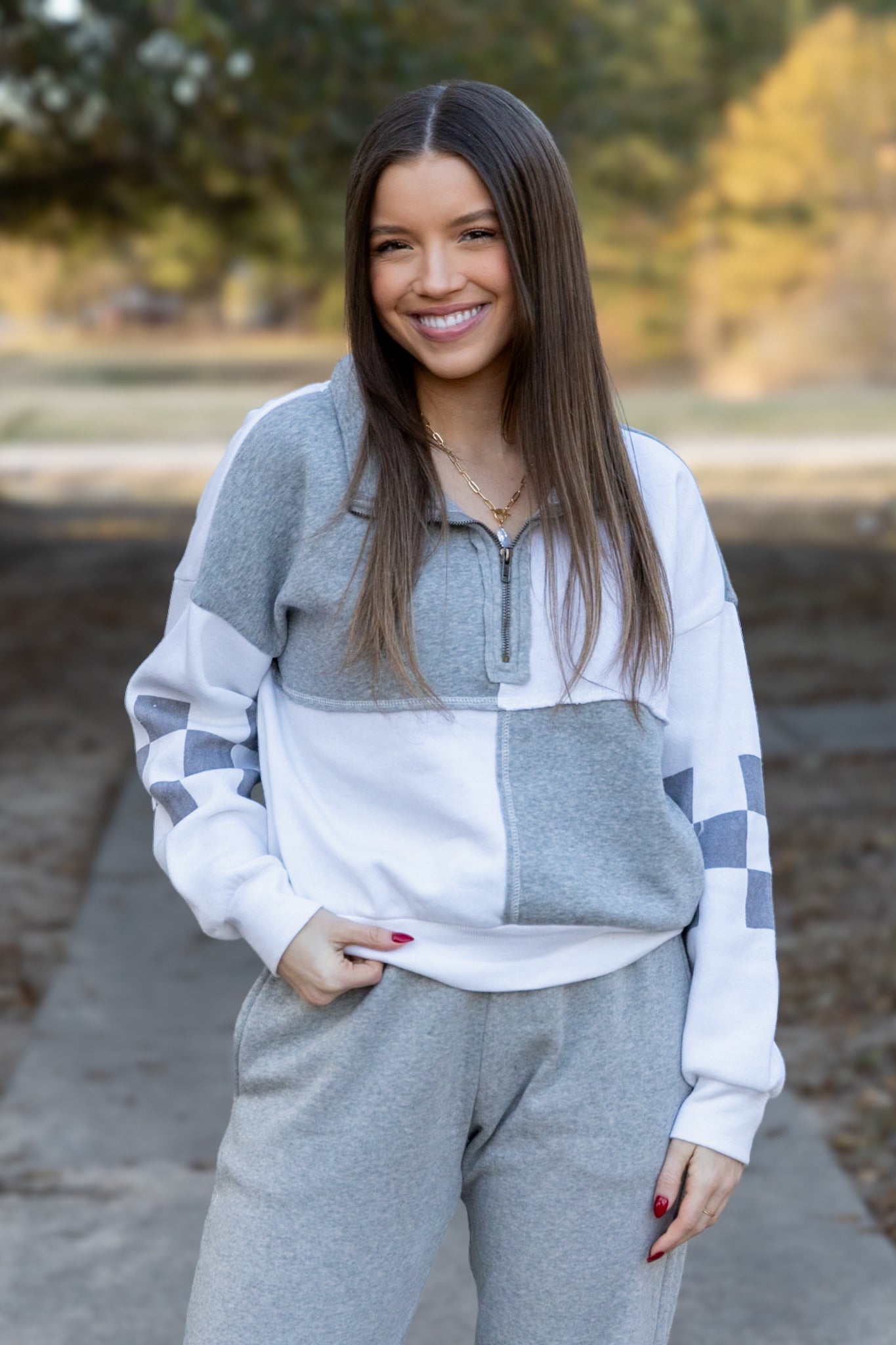 Danica Checkered Burnout Pullover