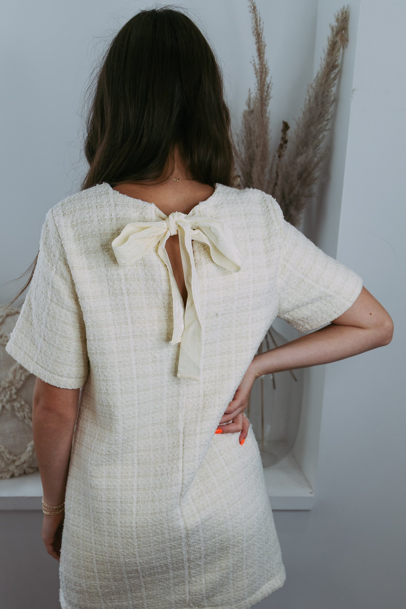 Carolina Textured Mini Dress - Cream