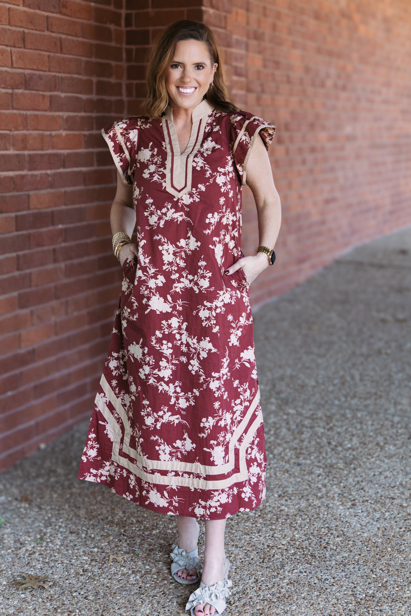 Francesca Floral Flutter Sleeve Midi Dress