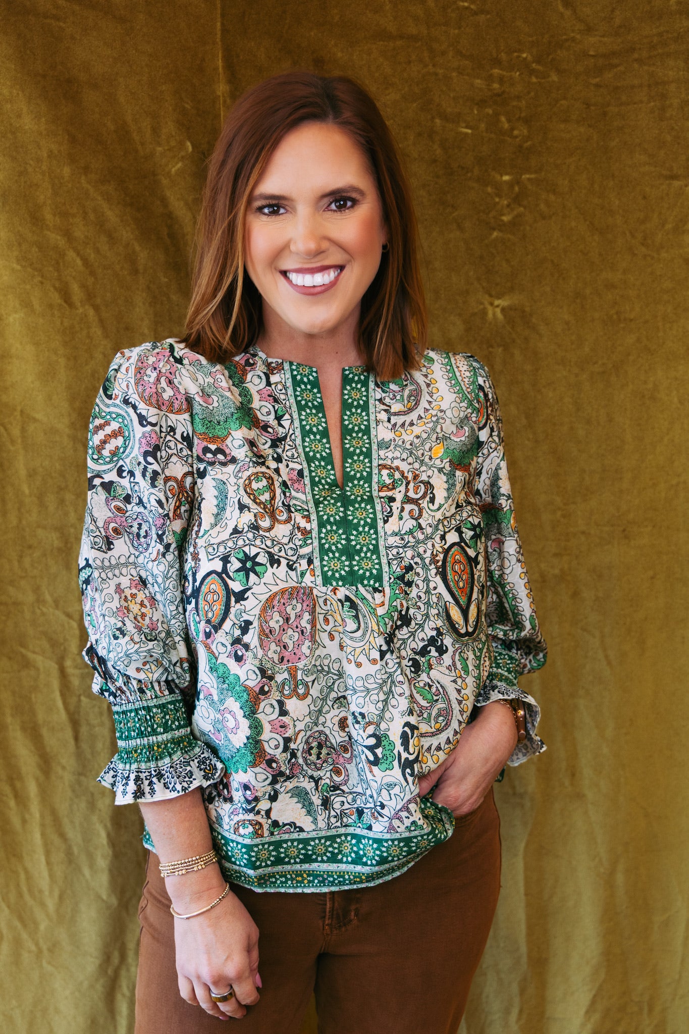 Pinwheel Border Placket Top