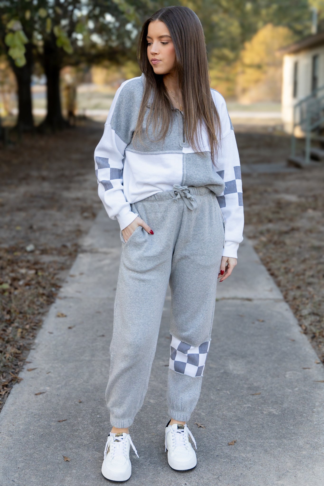 Danica Checkered Burnout Joggers