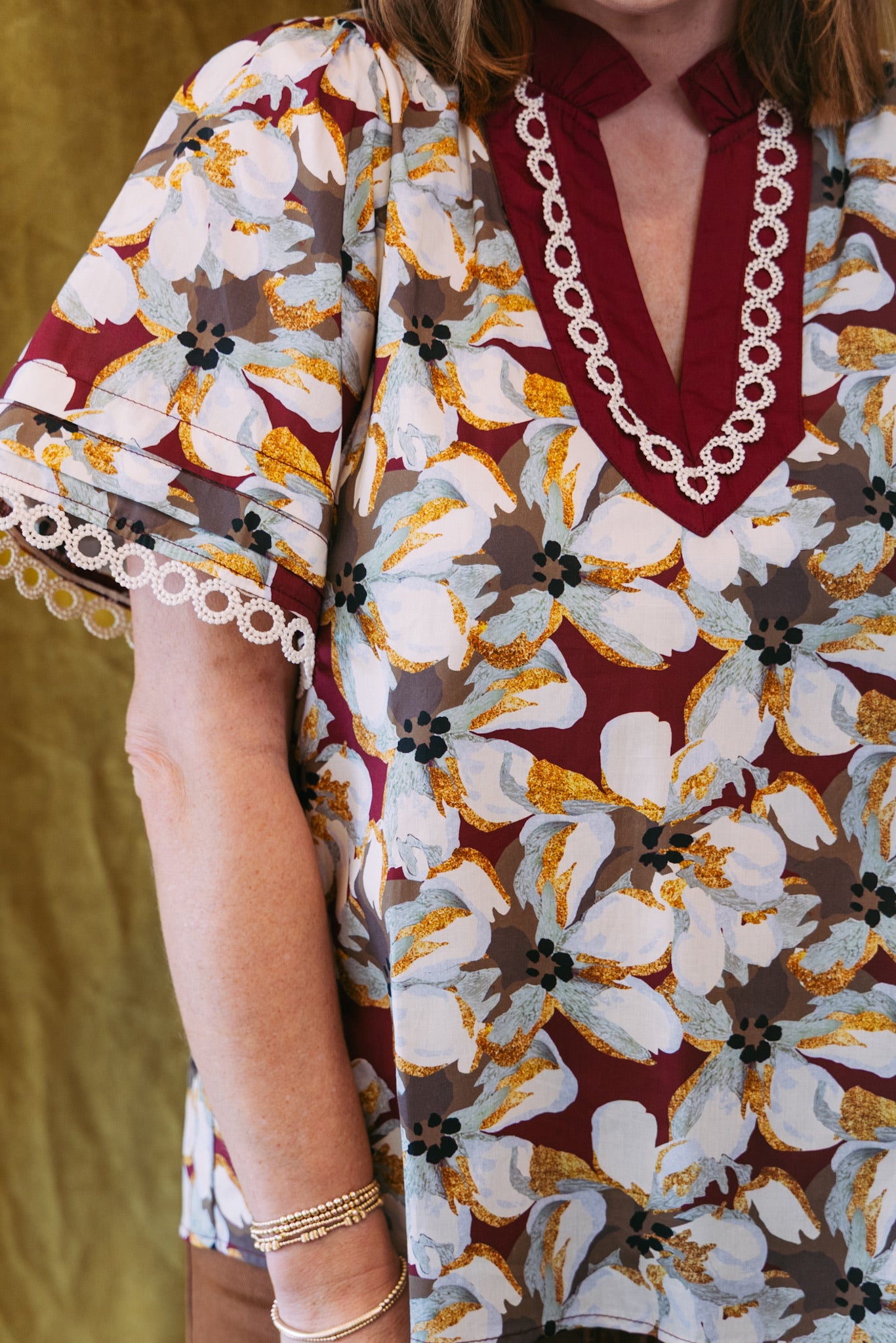 Gracelyn Floral Top - Wine