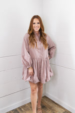 Brylee Button Down Bubble Dress - Mauve