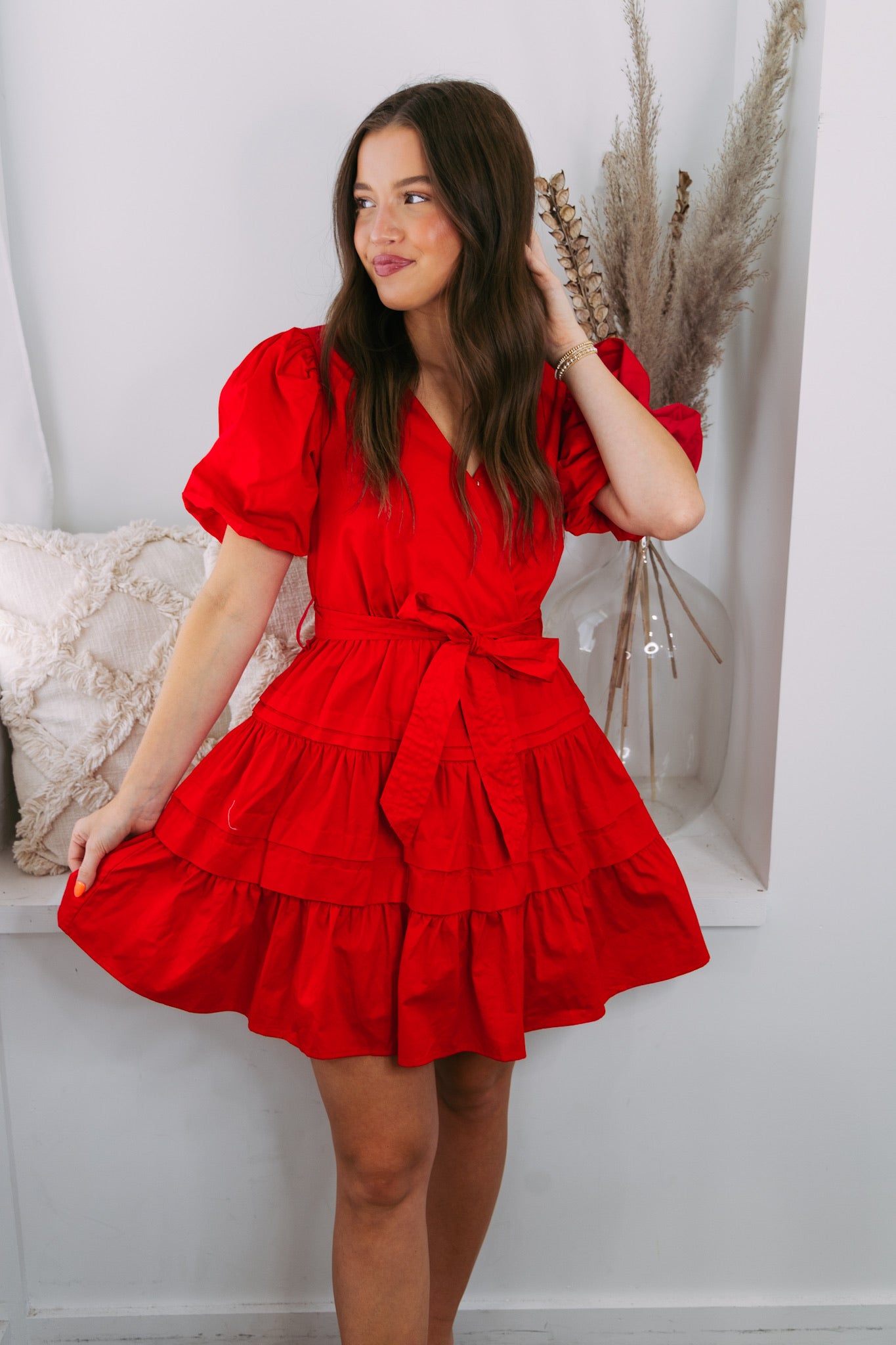 Robin Tiered Mini Dress - Red