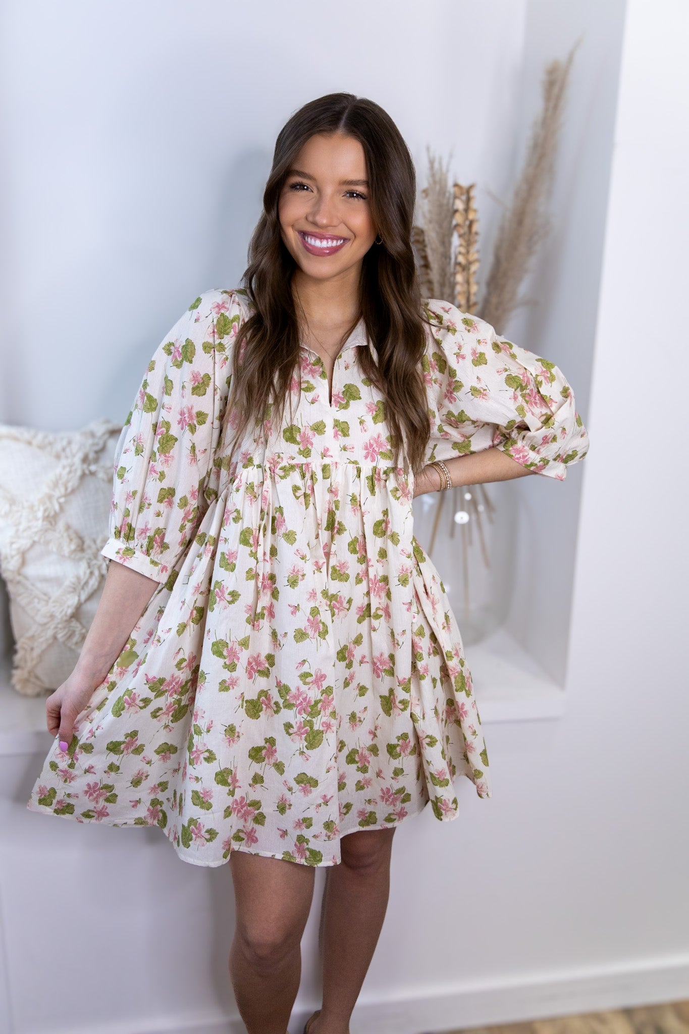 Bellamy Babydoll Dress - Rose Floral