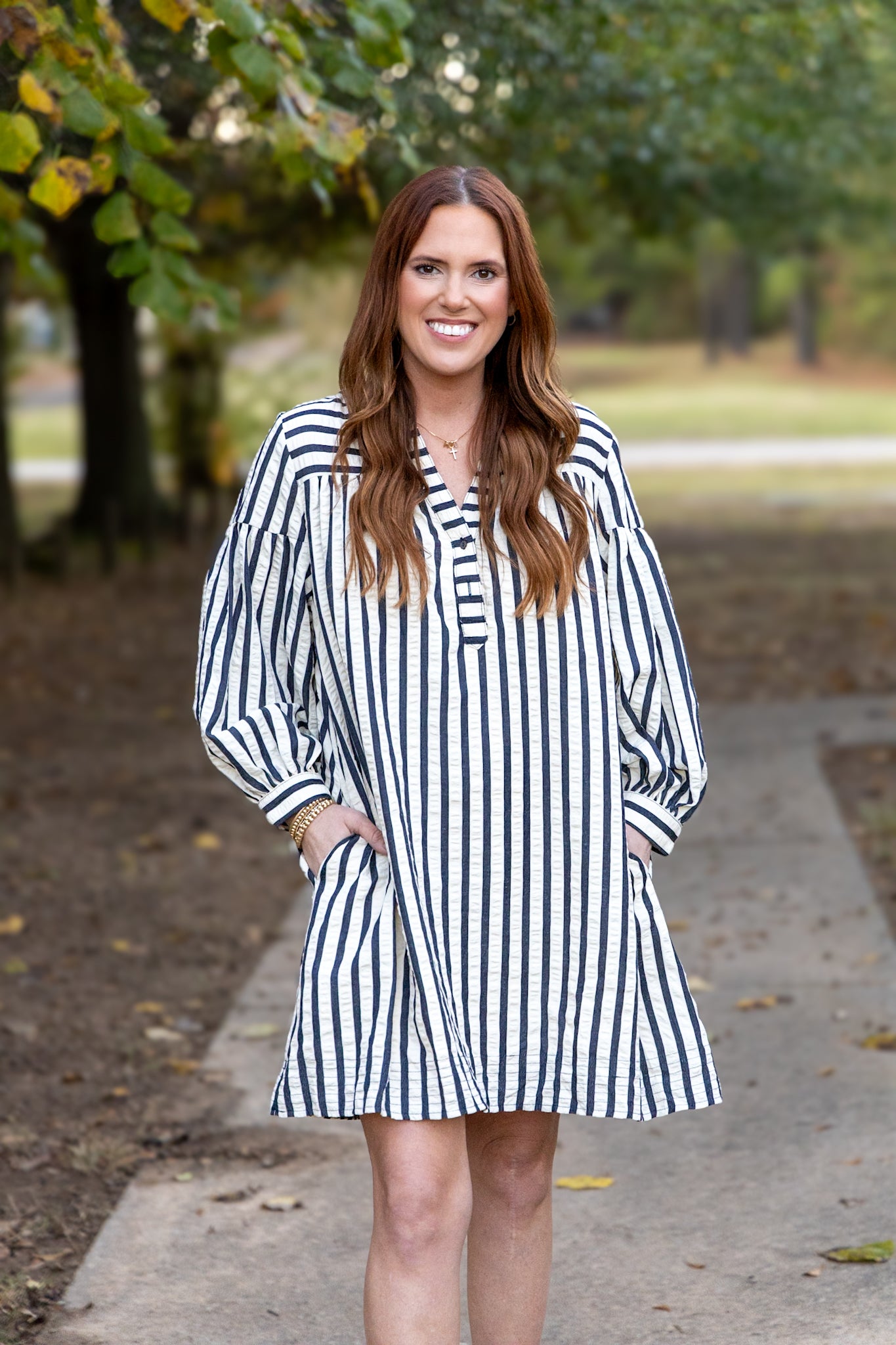 All Striped Out Dress - Dark Navy