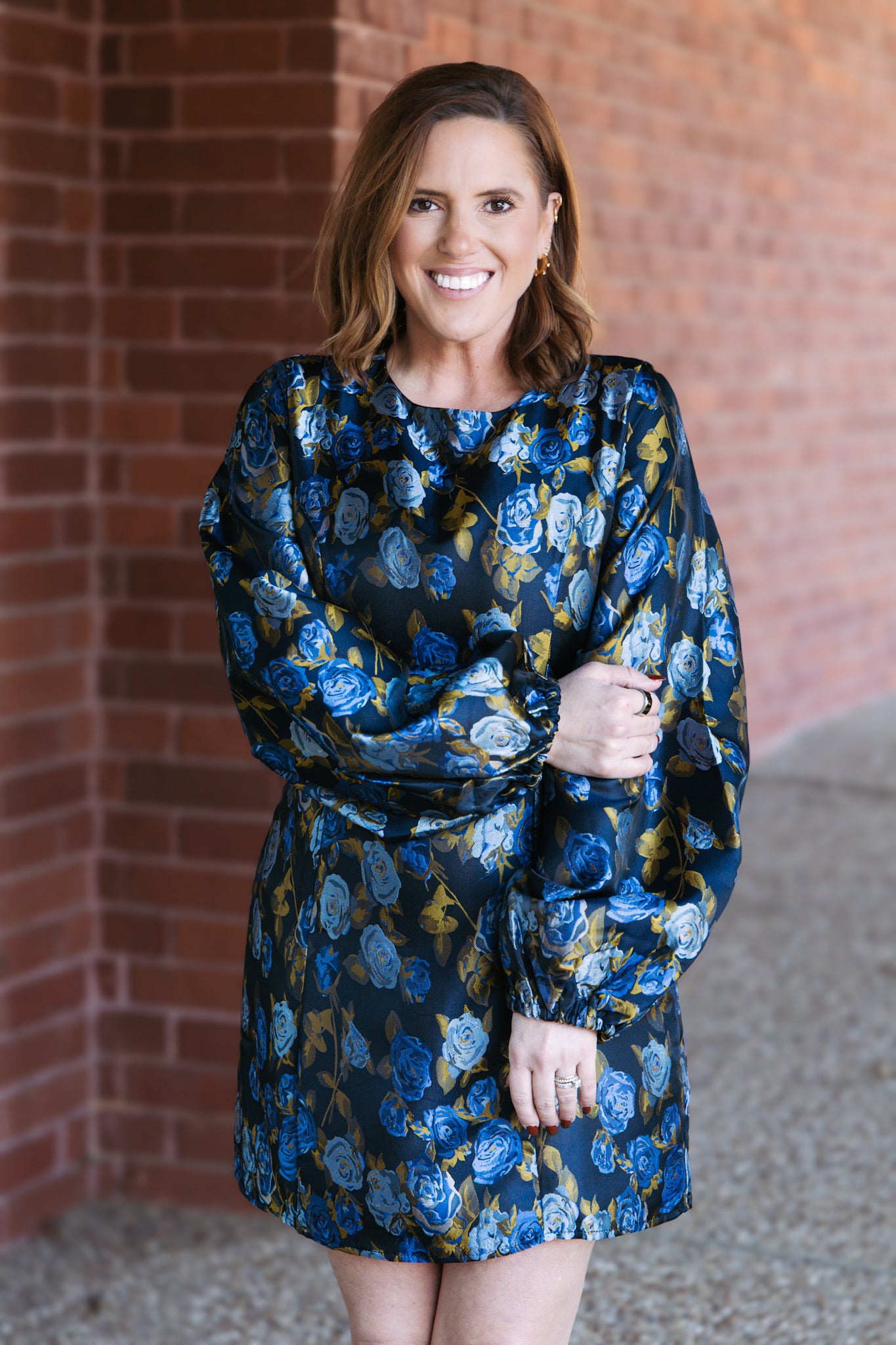 Rose Garden Balloon Sleeve Mini Dress