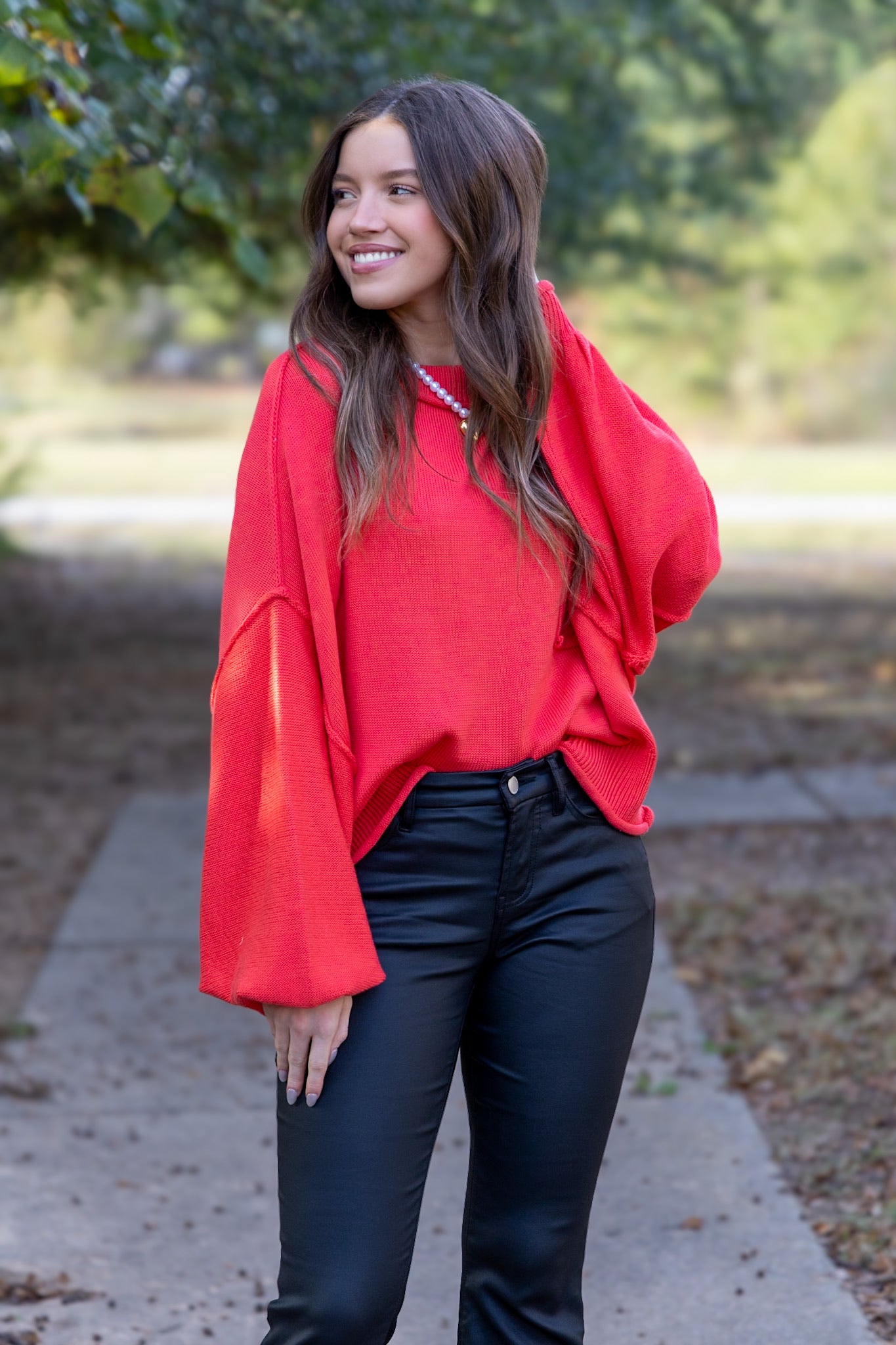 Roan Oversized Sweater- Red