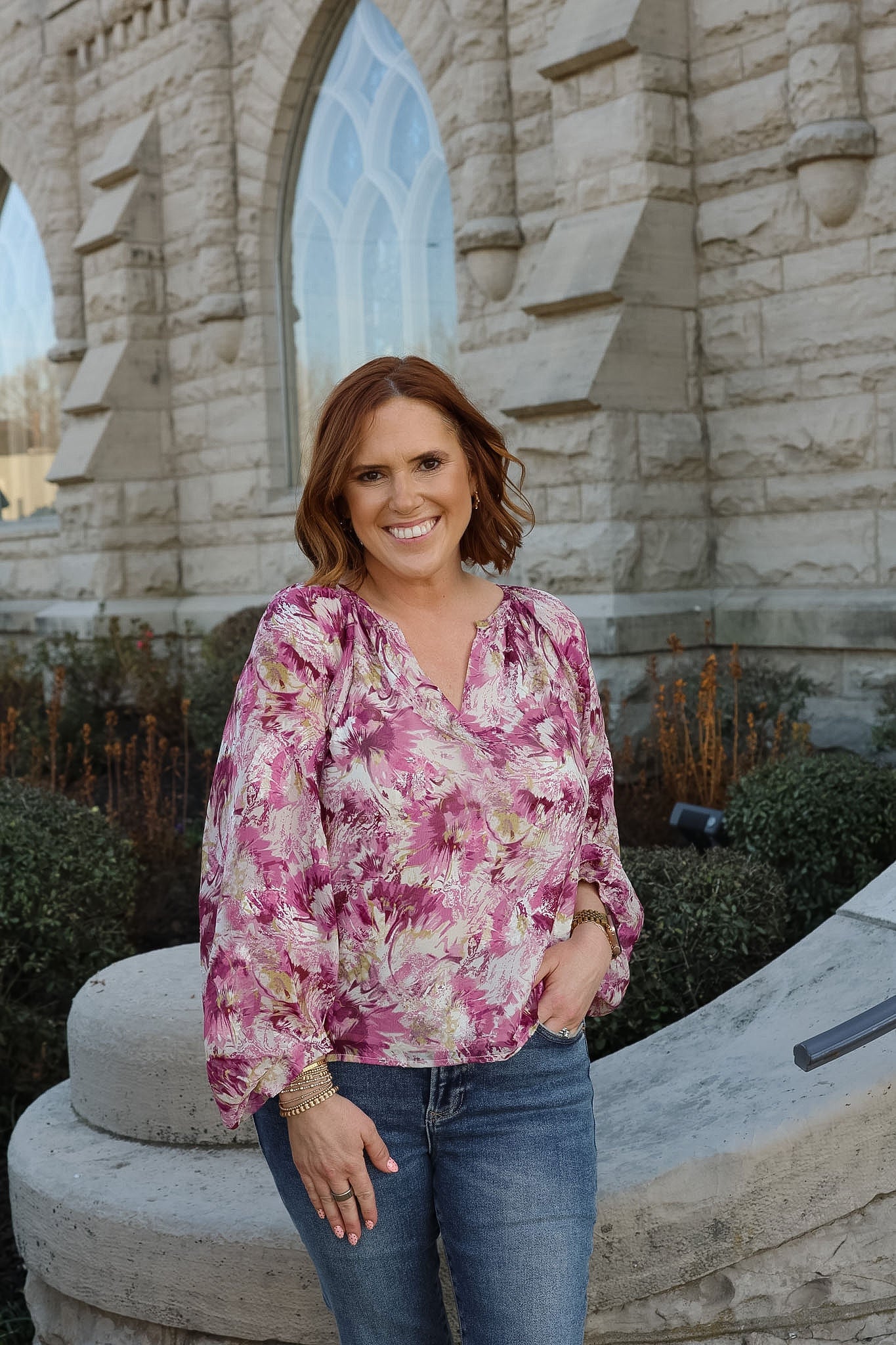 Rose Whisp Peasant Bishop Sleeve Top