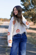 Pumpkin Patch Frayed Sweater