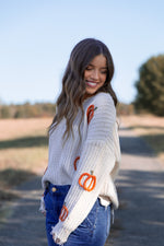 Pumpkin Patch Frayed Sweater