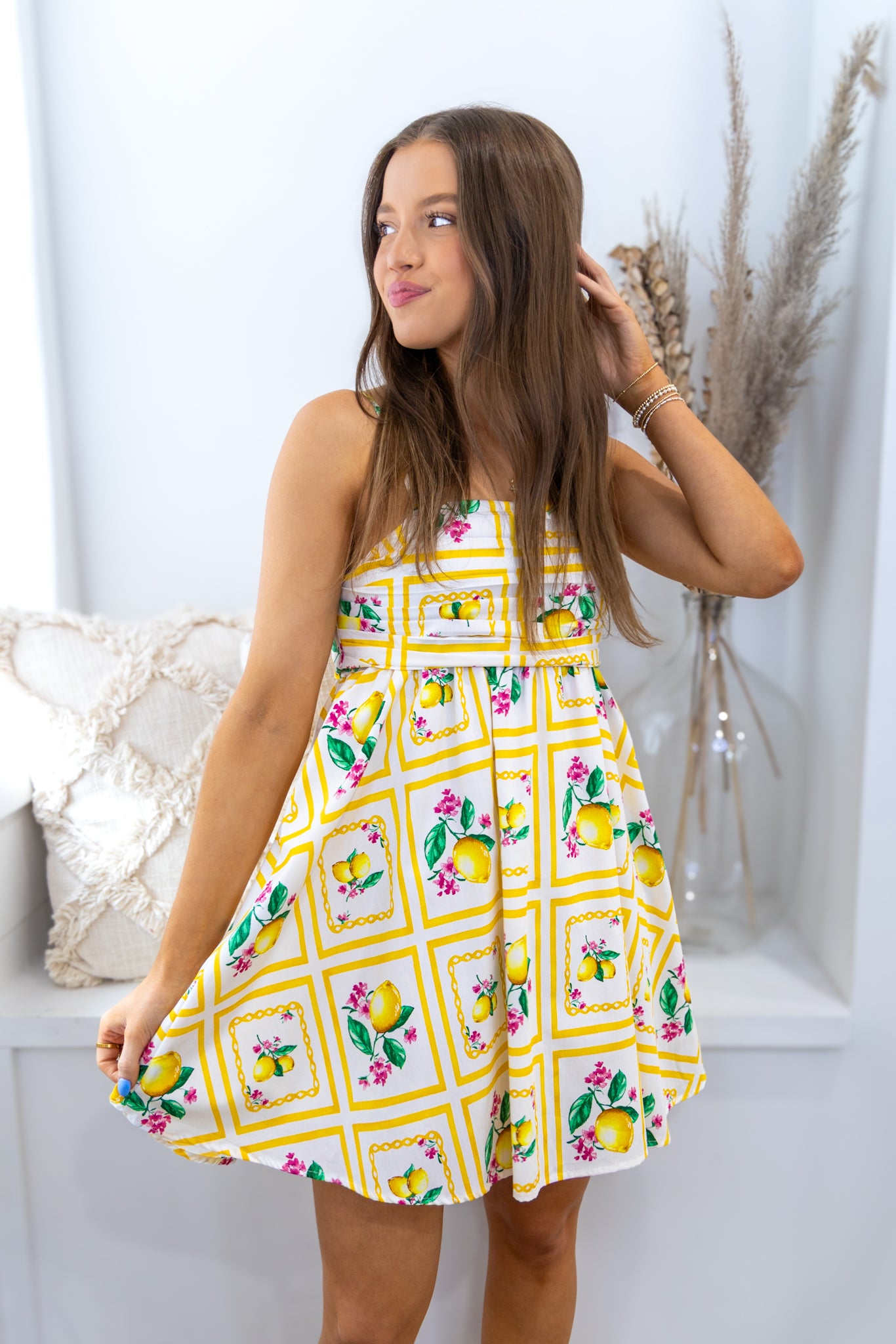 Santorini Citrus Mini Bow Dress