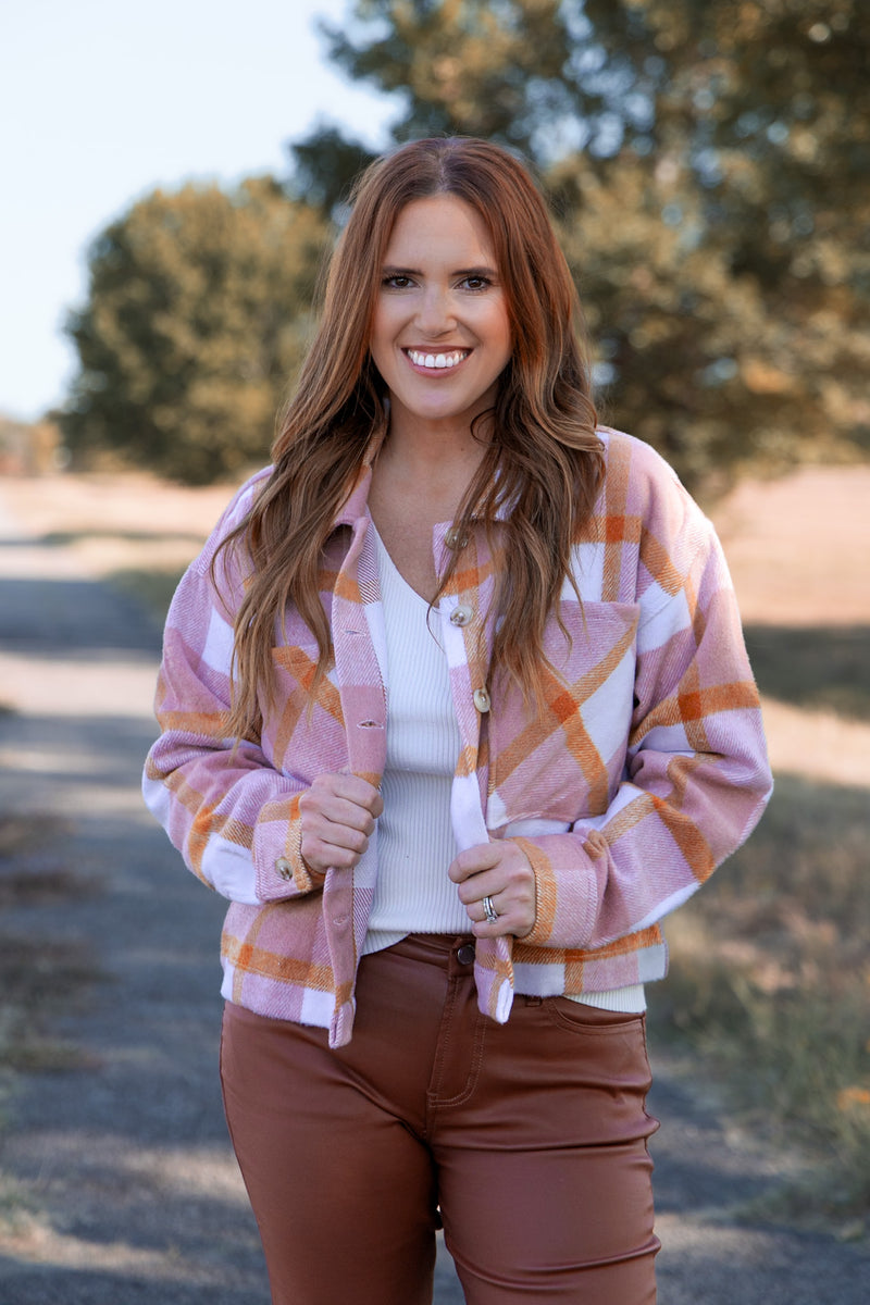 Maverick Plaid Jacket - Blush