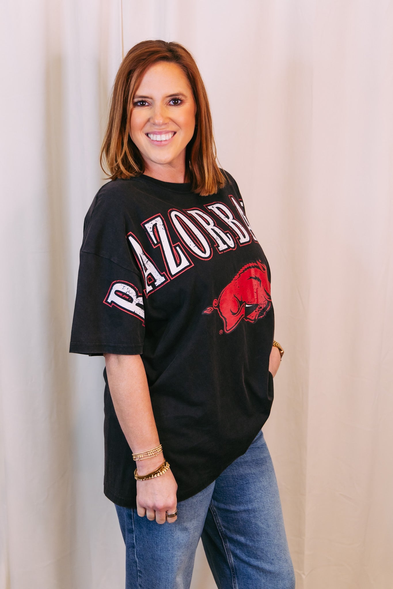 Arkansas Southern Split Oversized Band Tee