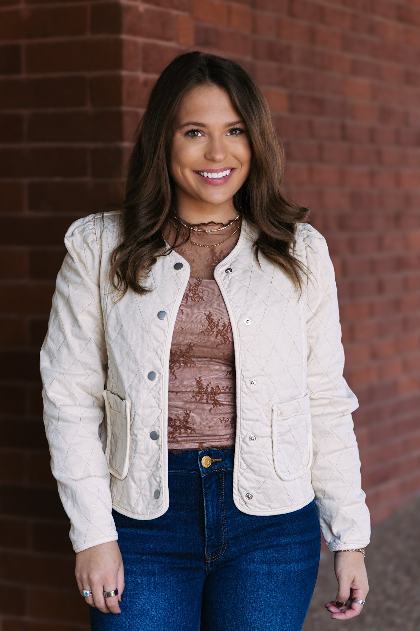 Kit Quilted Puff Sleeve Jacket - Eggshell