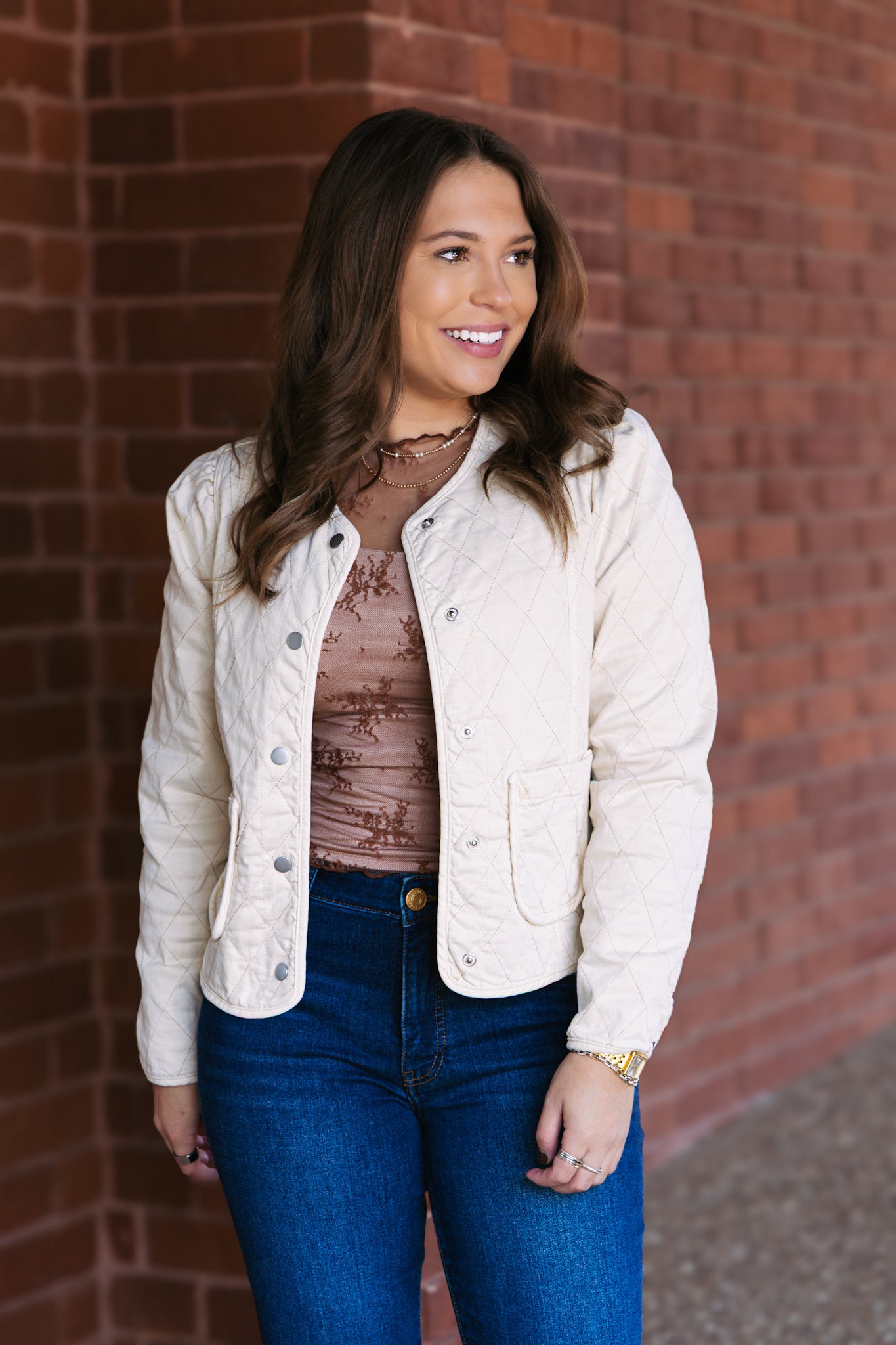 Kit Quilted Puff Sleeve Jacket - Eggshell