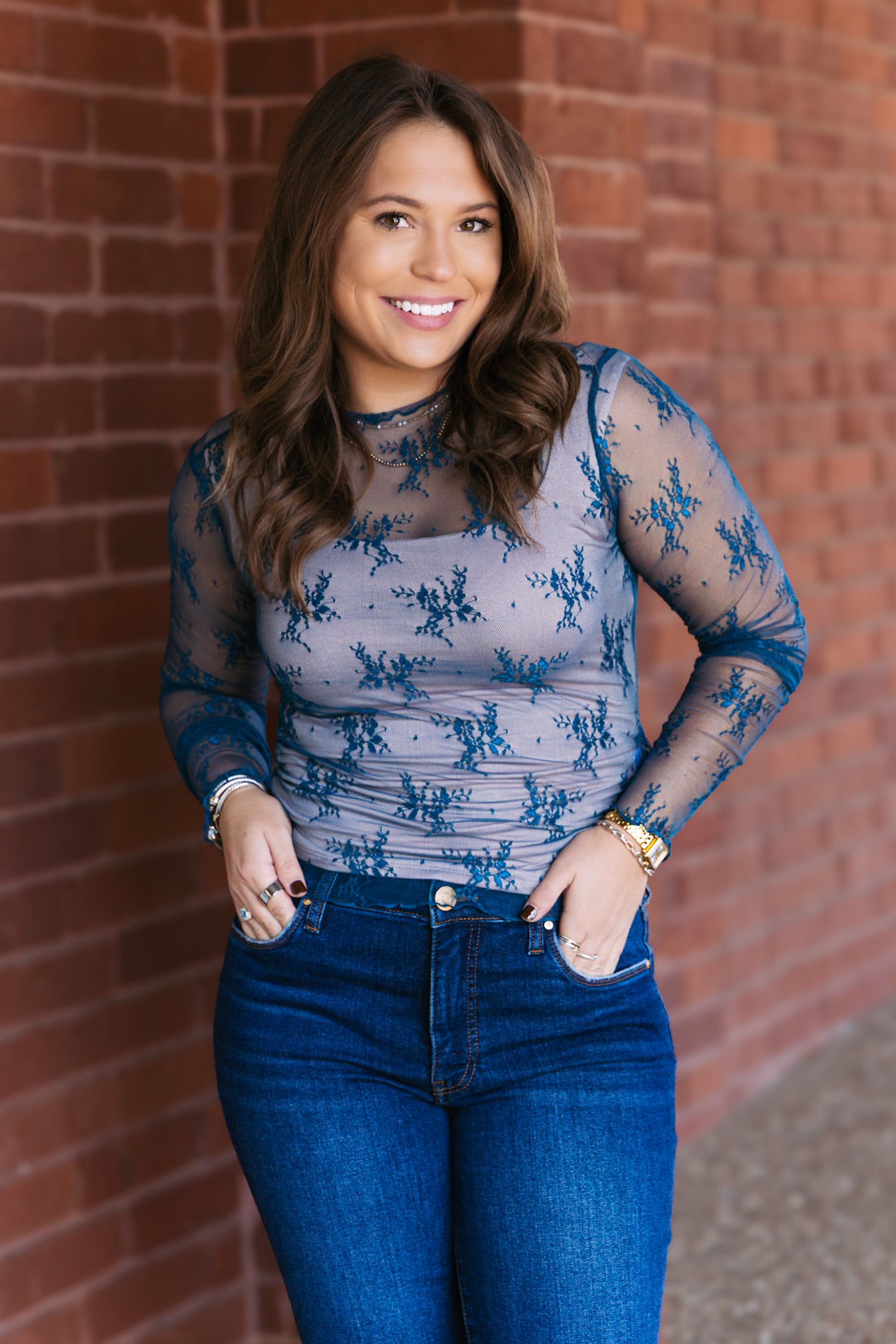 Lace Layering Top - Teal