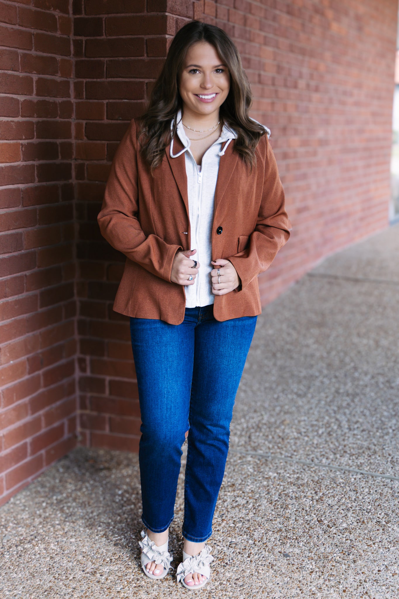 Drew Blazer With Sweatshirt Insert- Cinnamon