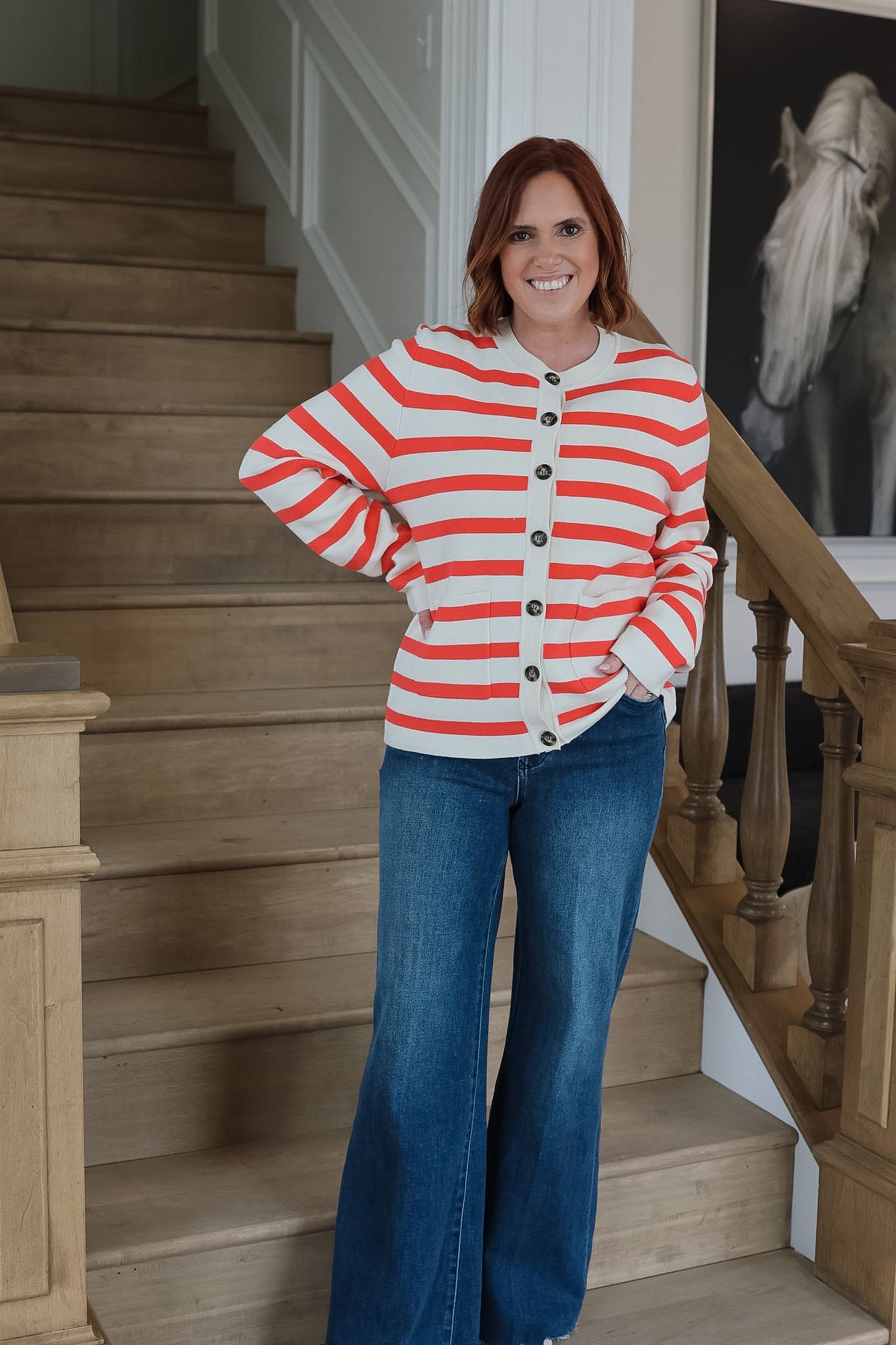 Ihboston Sweater Cardigan - Birch w. Teaberry