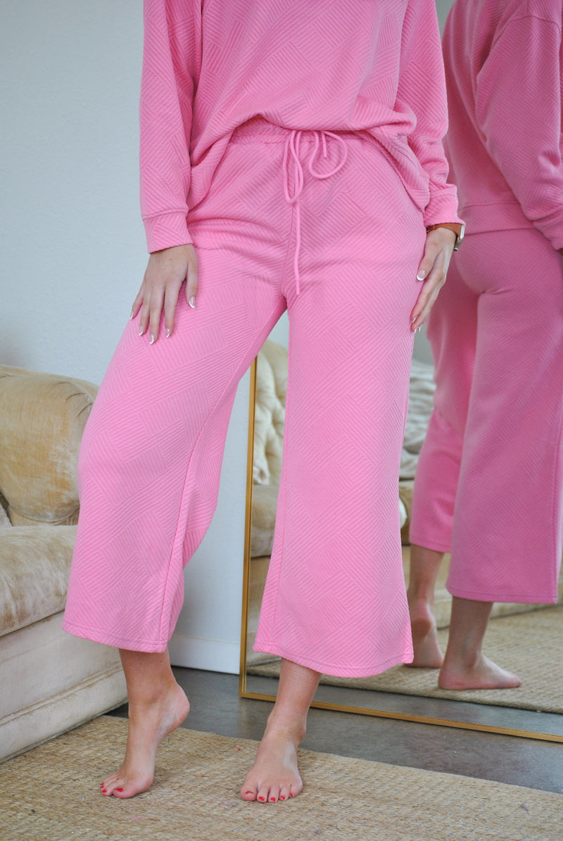 Claire Stitched Crop Flares - Pink