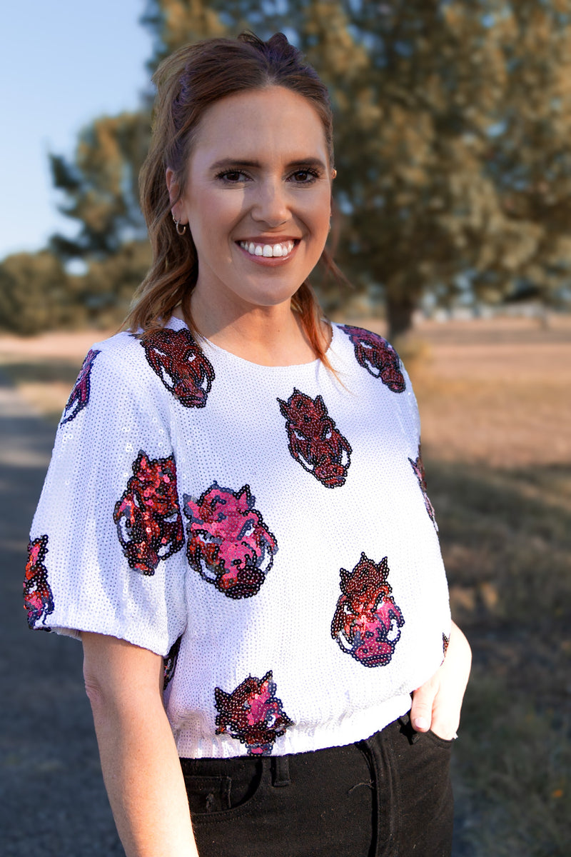 Sequined Arkansas Repeater Crop Top