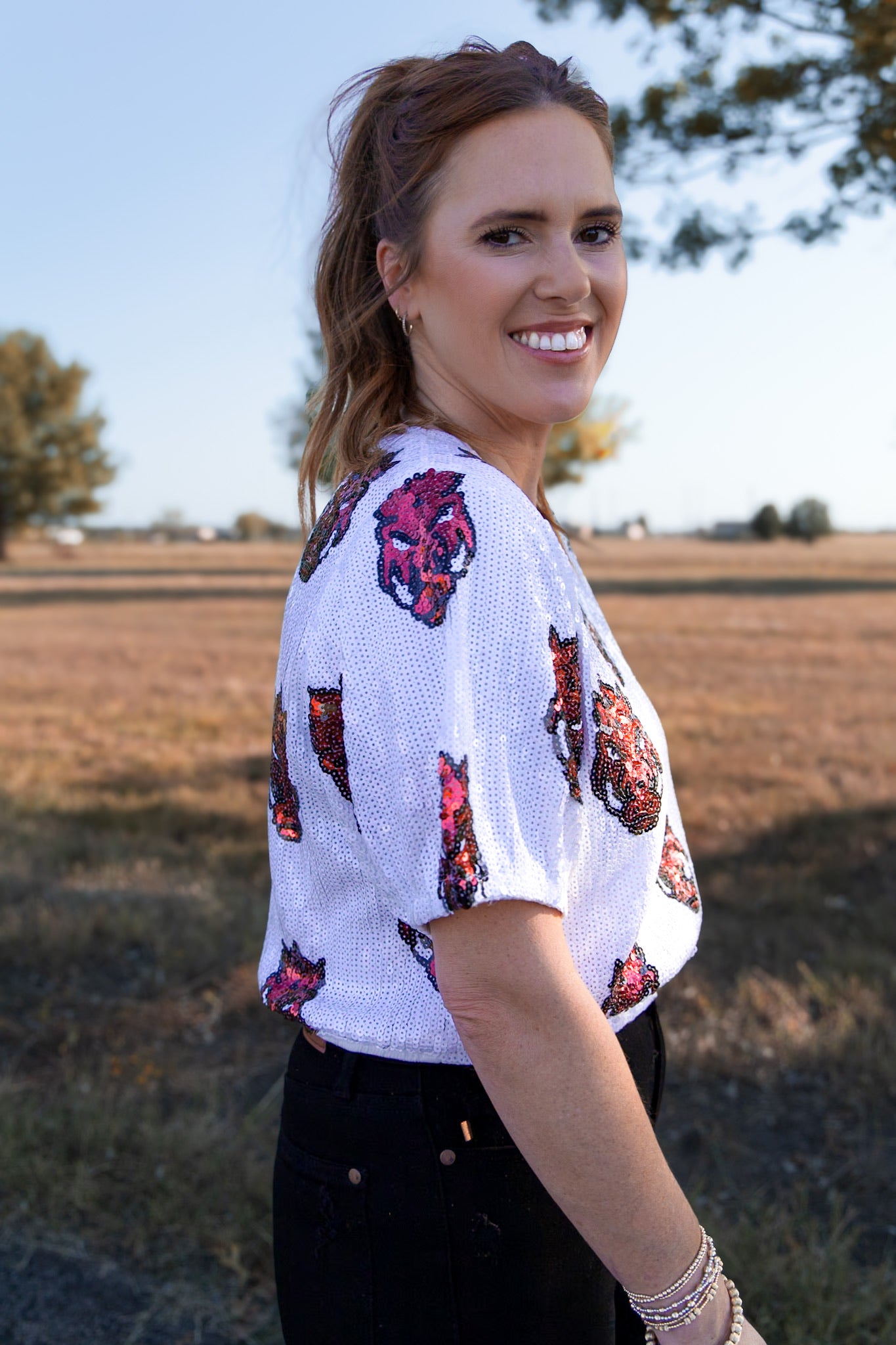 Sequined Arkansas Repeater Crop Top