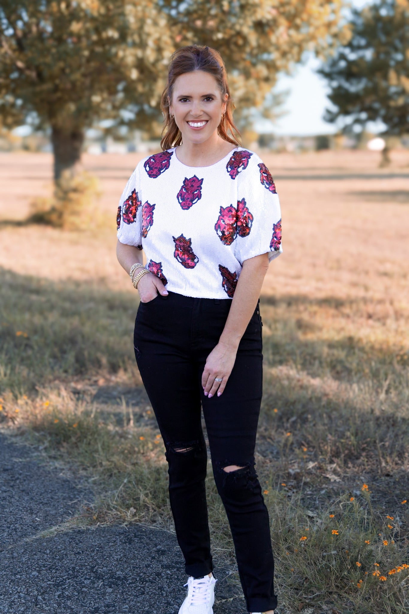 Sequined Arkansas Repeater Crop Top