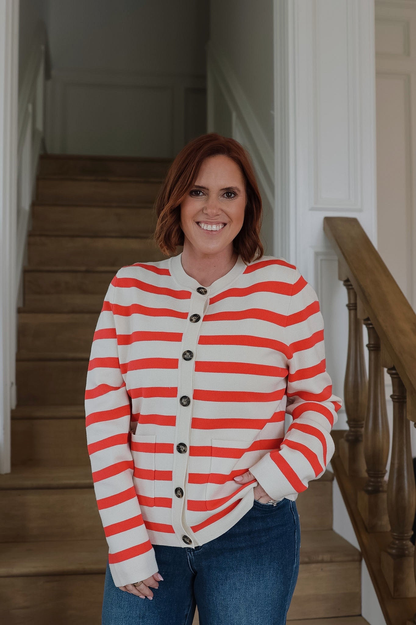 Ihboston Sweater Cardigan - Birch w. Teaberry