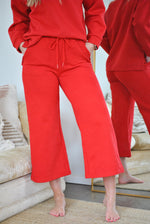 Claire Stitched Crop Flares - Red