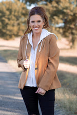 Drew Blazer With Sweatshirt Insert- Caramel