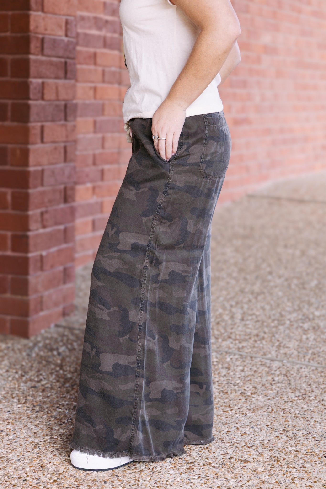 Camo Tencel Wide Leg Pant