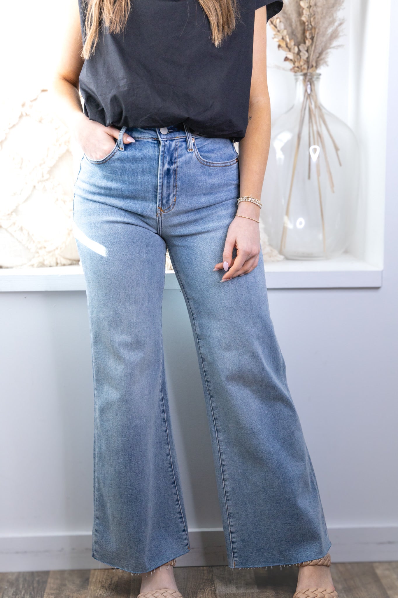 [Dear John] Fiona High Rise Clean Hem Wide Leg Jeans - Montilla