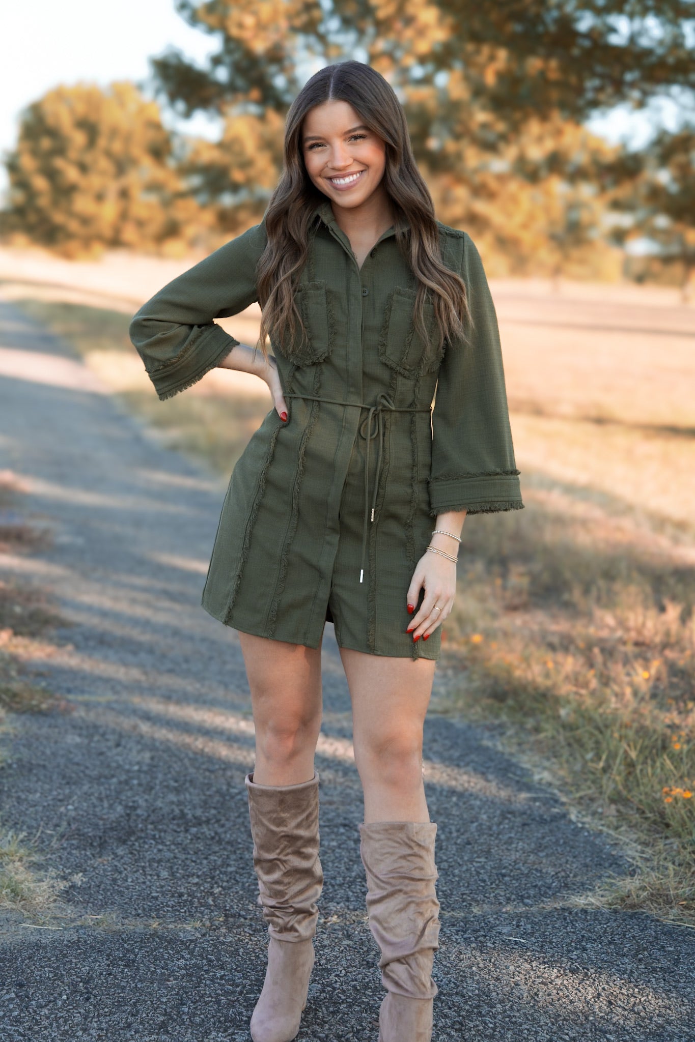 Ozzie Mini Dress - Olive