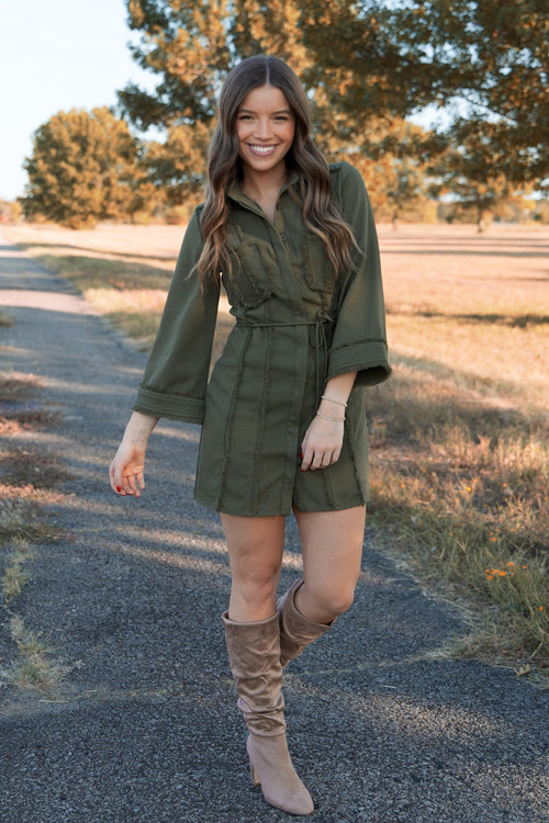 Ozzie Mini Dress - Olive