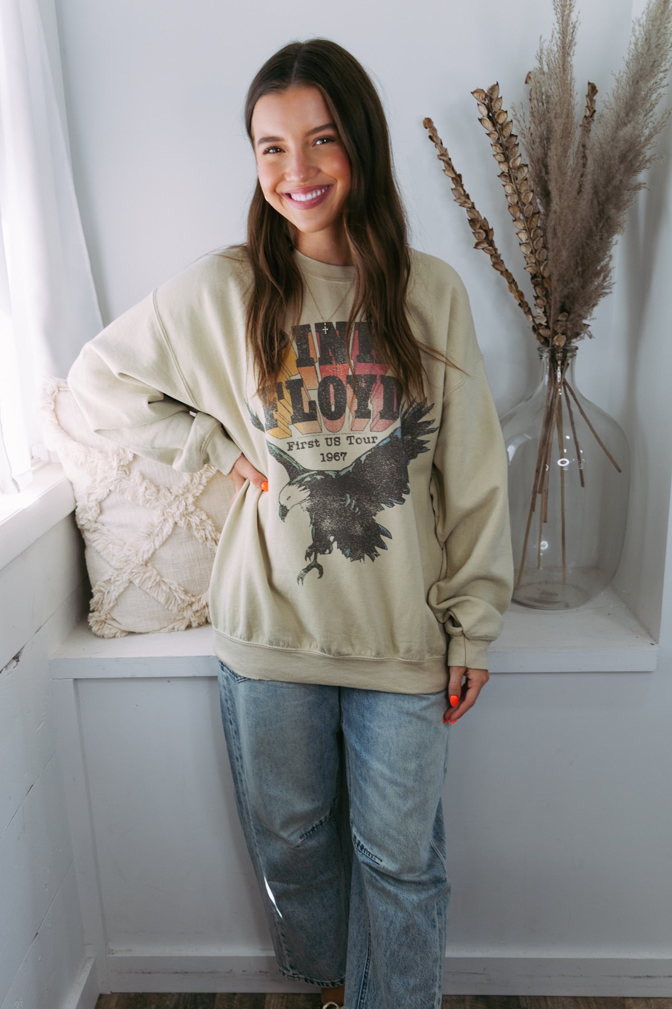 Pink Floyd Eagle Thrifted Sweatshirt - Sand