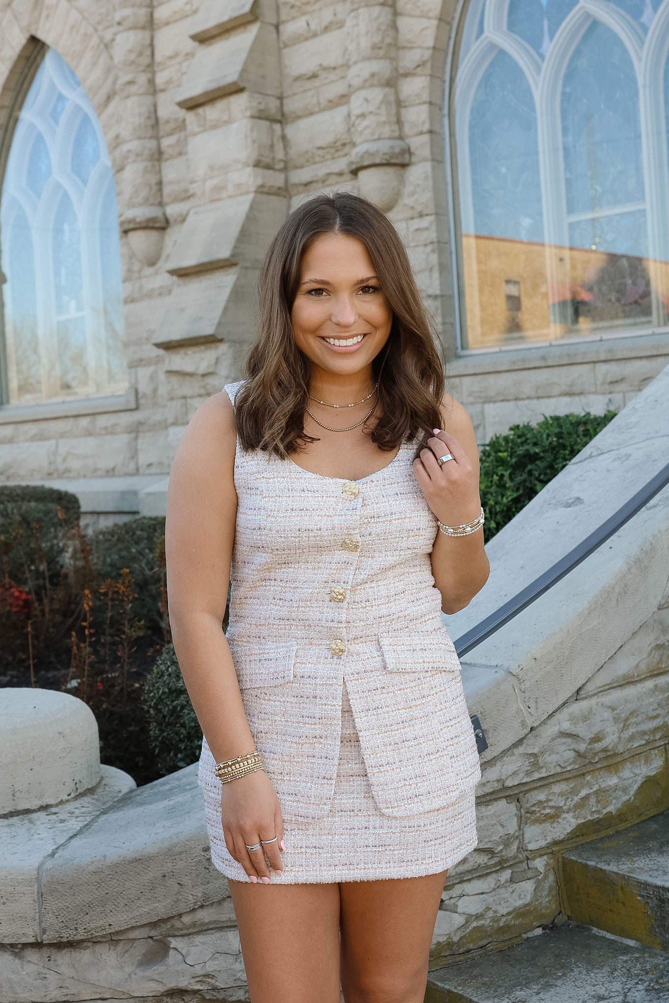 Angeline Beige Tweed Romper