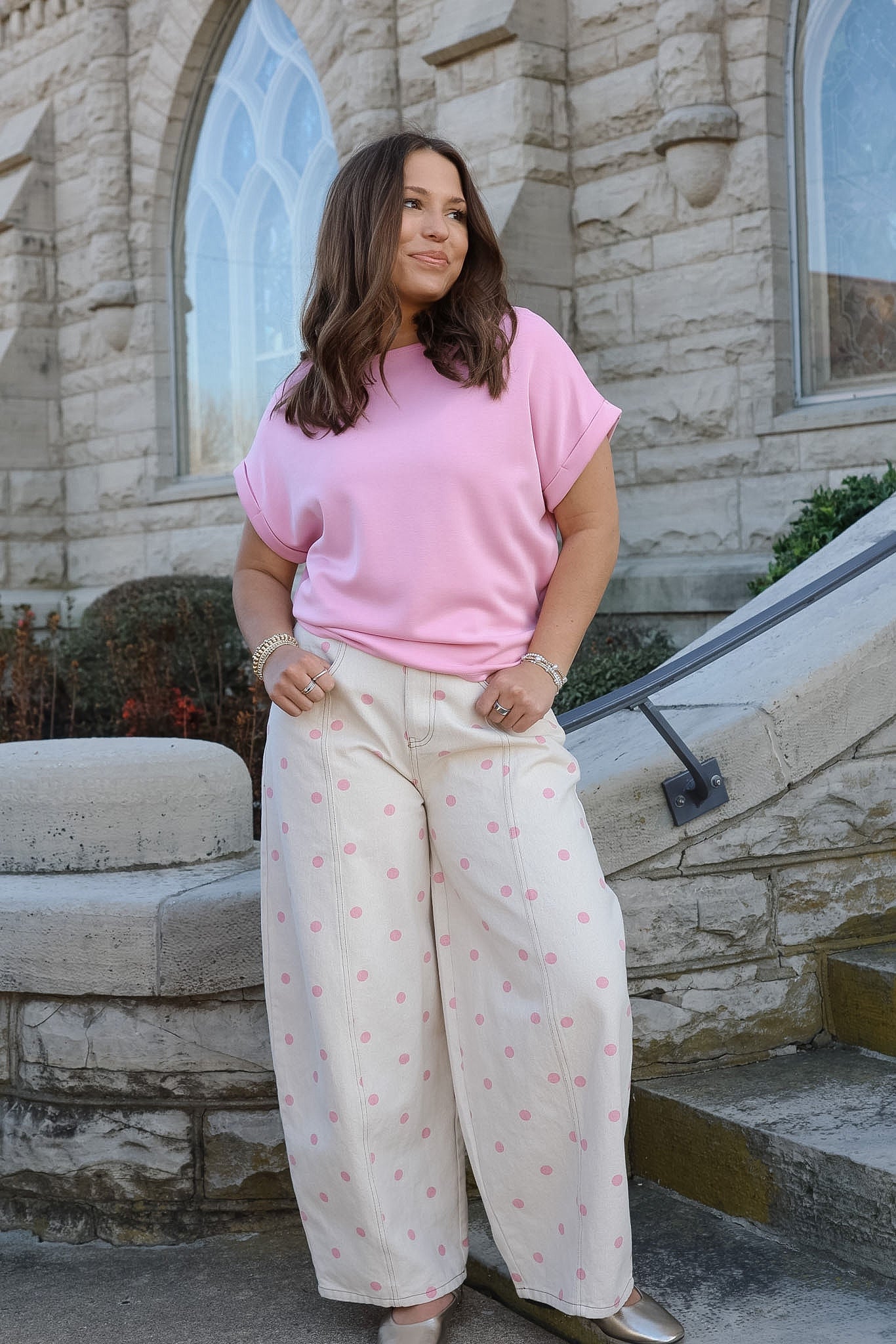Polka Dot Barrel Leg Pants