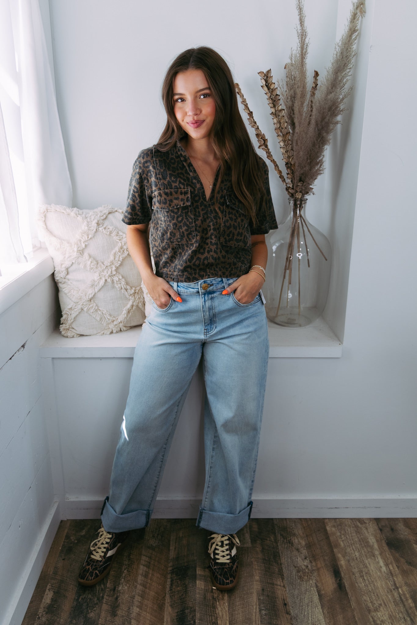 Lara Leopard Denim Top