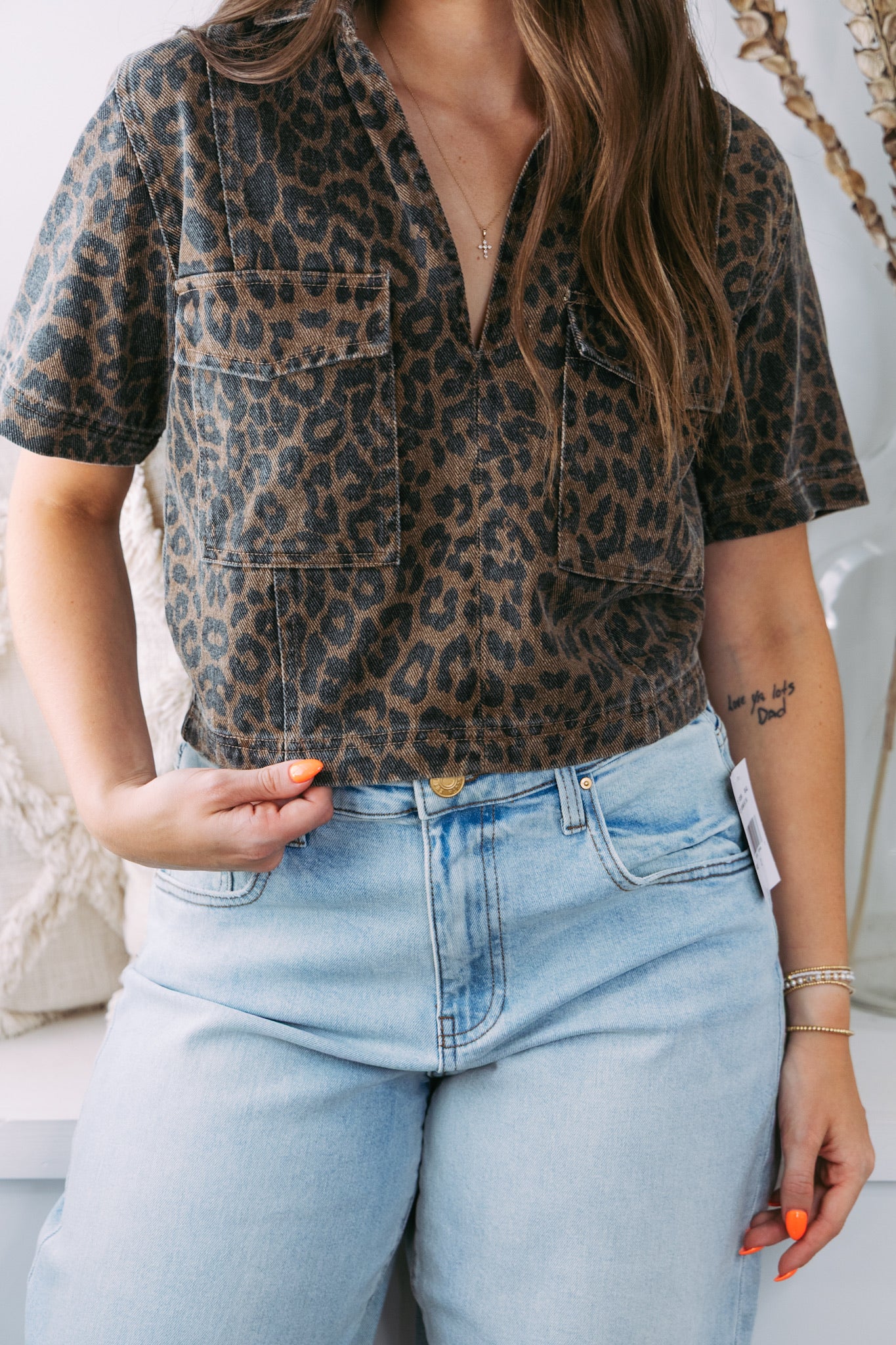 Lara Leopard Denim Top