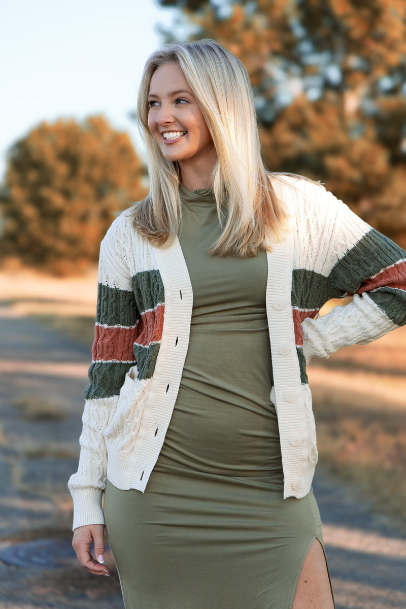 Lulu Stripe Button Up Sweater