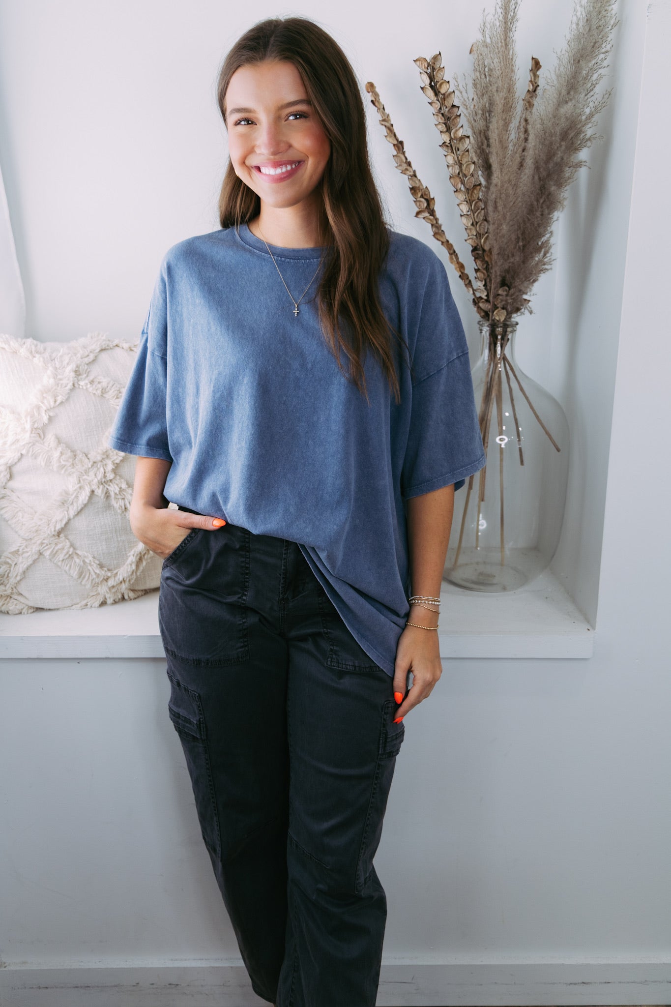 Our Favorite Oversized Basic Tee - Dusty Navy