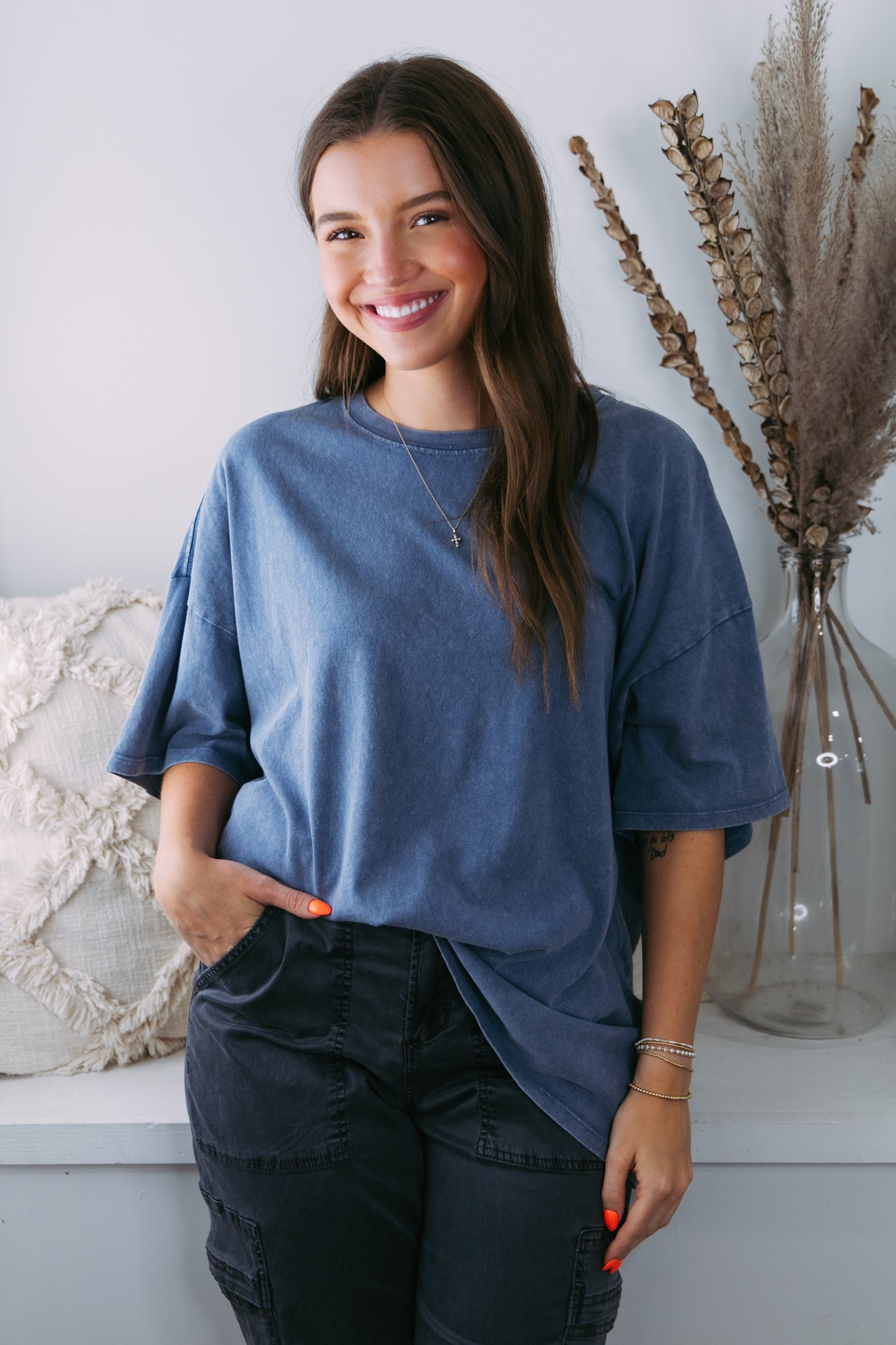 Our Favorite Oversized Basic Tee - Dusty Navy