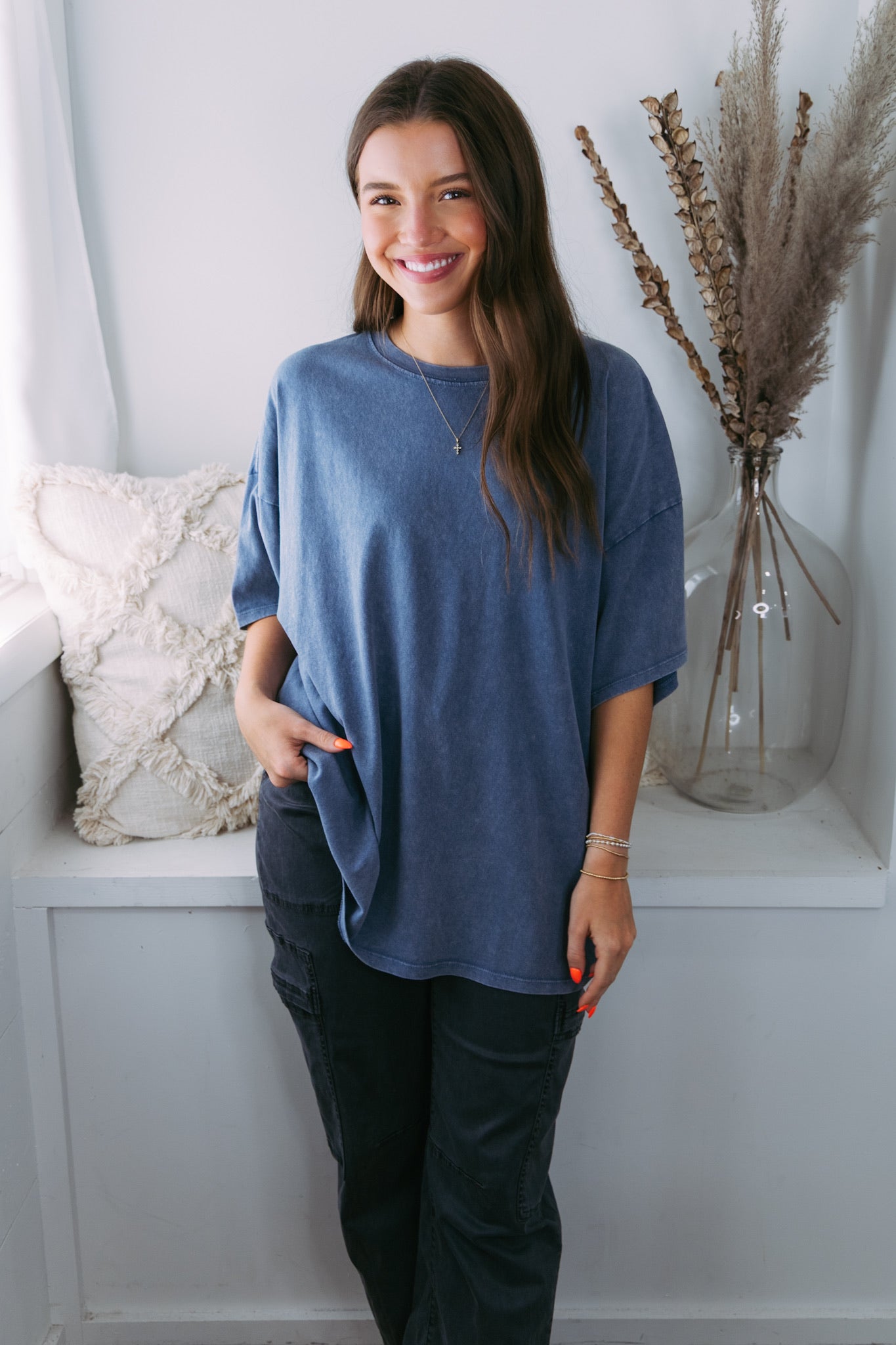 Our Favorite Oversized Basic Tee - Dusty Navy