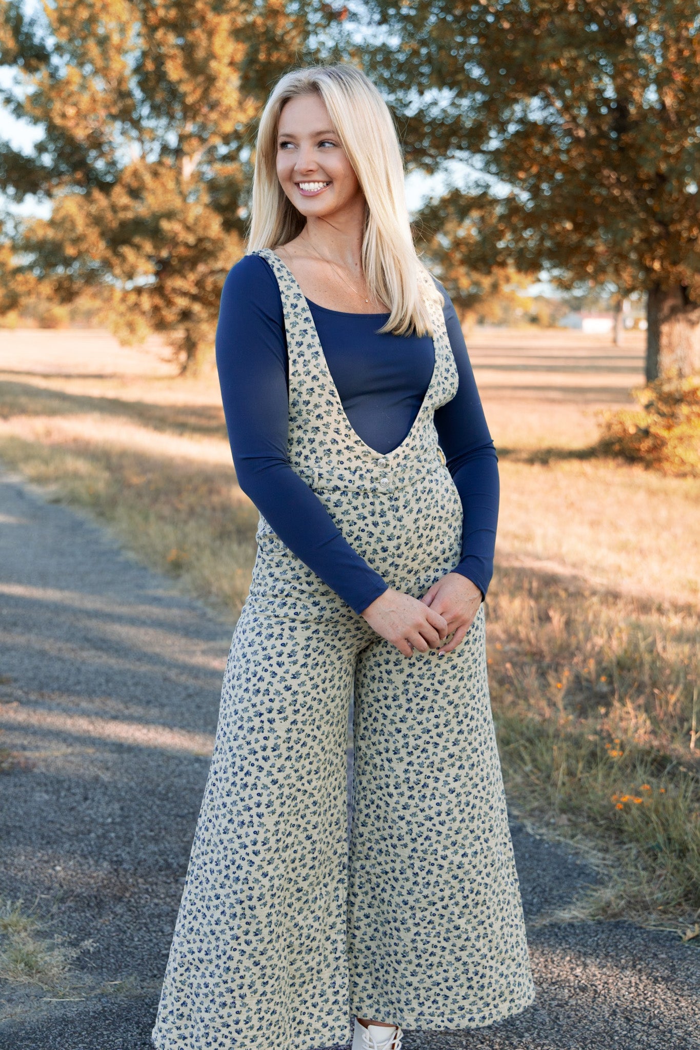 Vintage Woven Jumpsuit - Blue Floral