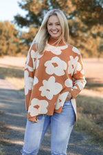 Fall Florals Sweater - Camel