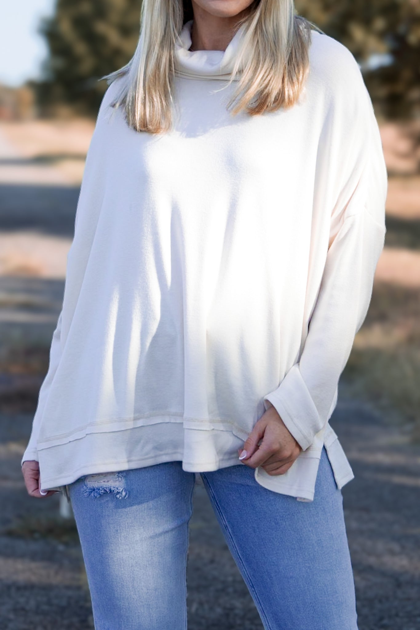 Curvy Turtleneck Knit Top